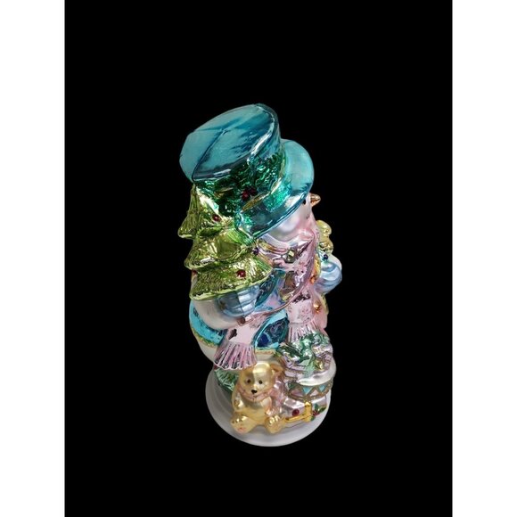 Cracker Barrel Mercury Glass Snowman. 18”x12” Handblown Glass, Hand Painted - Picture 4 of 5